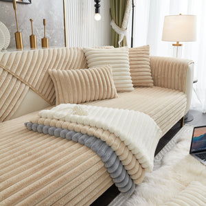 Winter Thickened Rabbit Plush Non-slip Sofa Cushion