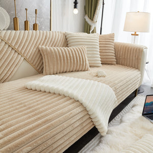 Winter Thickened Rabbit Plush Non-slip Sofa Cushion