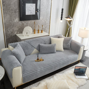 Winter Thickened Rabbit Plush Non-slip Sofa Cushion