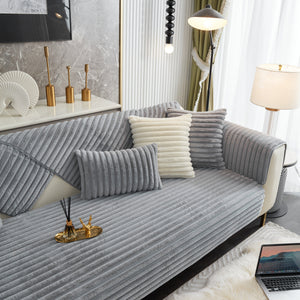 Winter Thickened Rabbit Plush Non-slip Sofa Cushion
