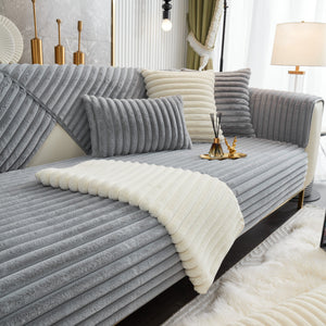 Winter Thickened Rabbit Plush Non-slip Sofa Cushion