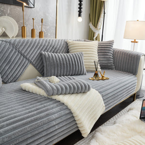 Winter Thickened Rabbit Plush Non-slip Sofa Cushion