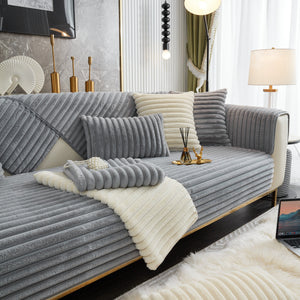 Winter Thickened Rabbit Plush Non-slip Sofa Cushion