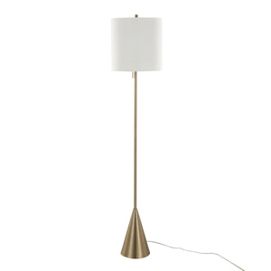 Cone 64' Contemporary Metal Floor Lamp in Gold with White Linen Shade
