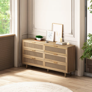 59.06" 6-Drawers Rattan Storage Cabinet