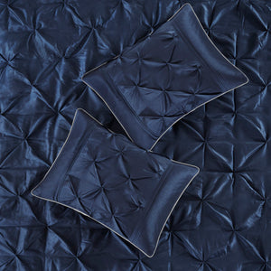 7 Piece Tufted Comforter Set Navy California King