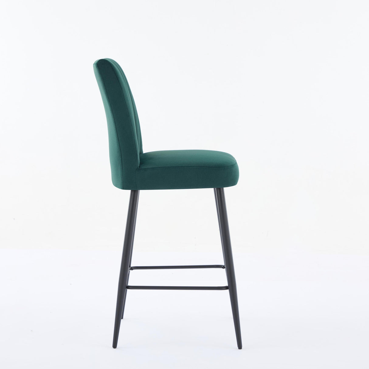 Adjustable Iron Feet Velvet Green Bar Chairs Set of 2