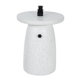 Tess MGO Outdoor Patio Side Table Umbrella Base with Sand-Filling Design White Marble