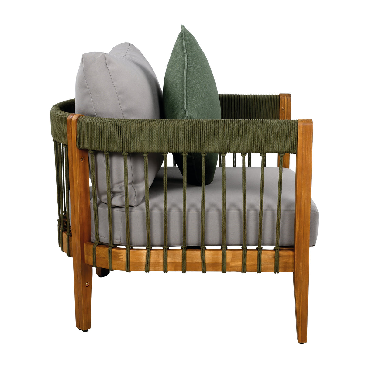 [Set of 2] Acacia Wood Outdoor Club Chair with Rope Accents