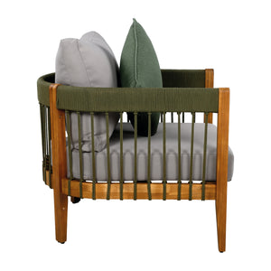 [Set of 2] Acacia Wood Outdoor Club Chair with Rope Accents