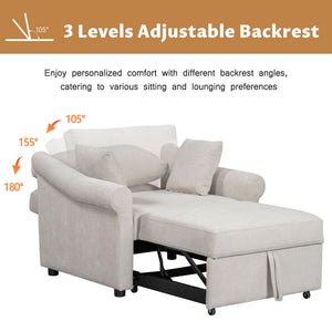 Convertible Sleeper Chair With Adjustable Backrest, 3 In 1 Lounger Chair Turns Into Bed, Single Bed For Living Room