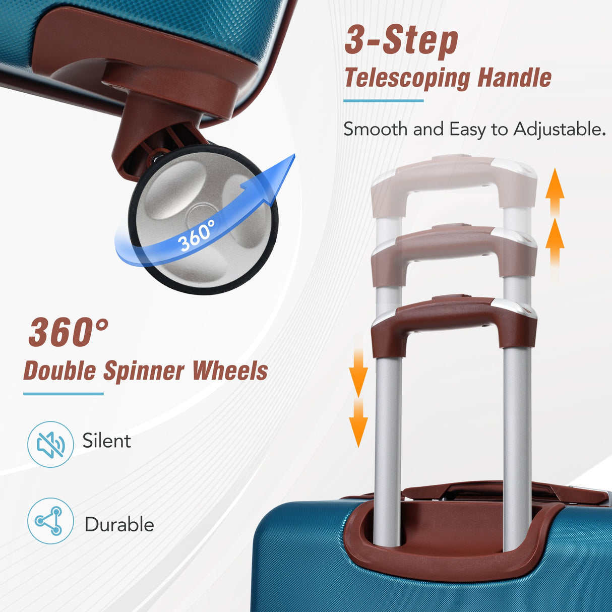 20 in hard side 2 piece lightweight suitcase set with spinner wheels