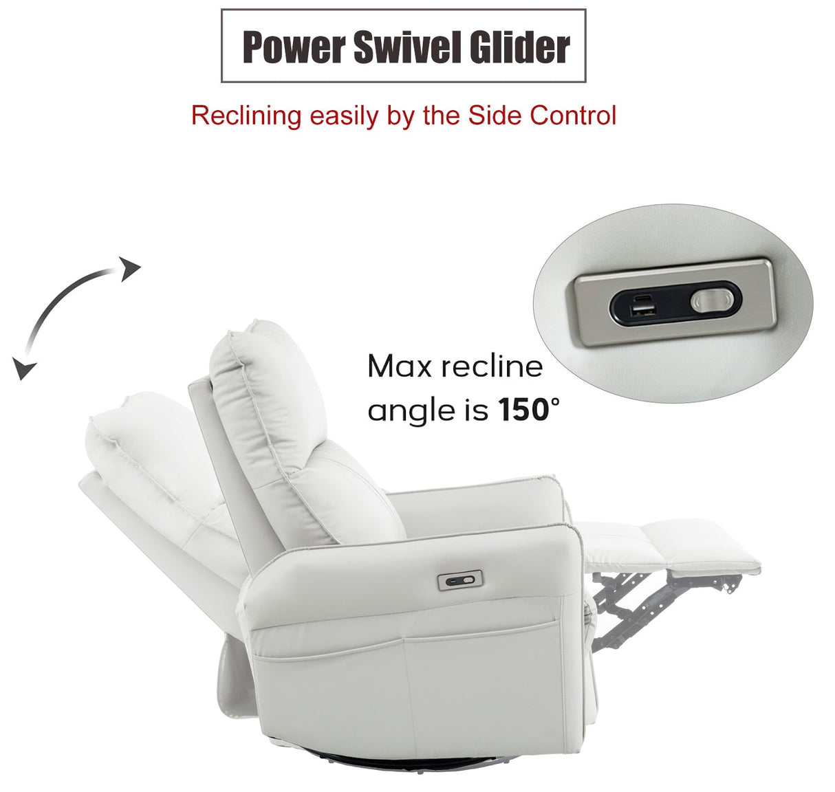 Multi-Motion Swivel Rocking Recliner with USB Charging