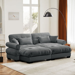 Oversized Modular Sectional Sofa with Movable Ottoman - Fabric, Multiple Colors