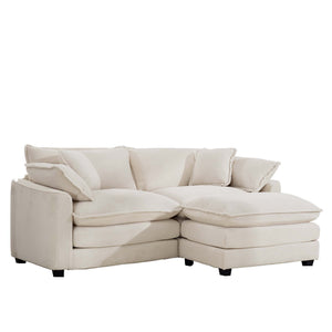Modern Modular Cushion Sofa Set with Ottoman - Fabric, Multiple Colors