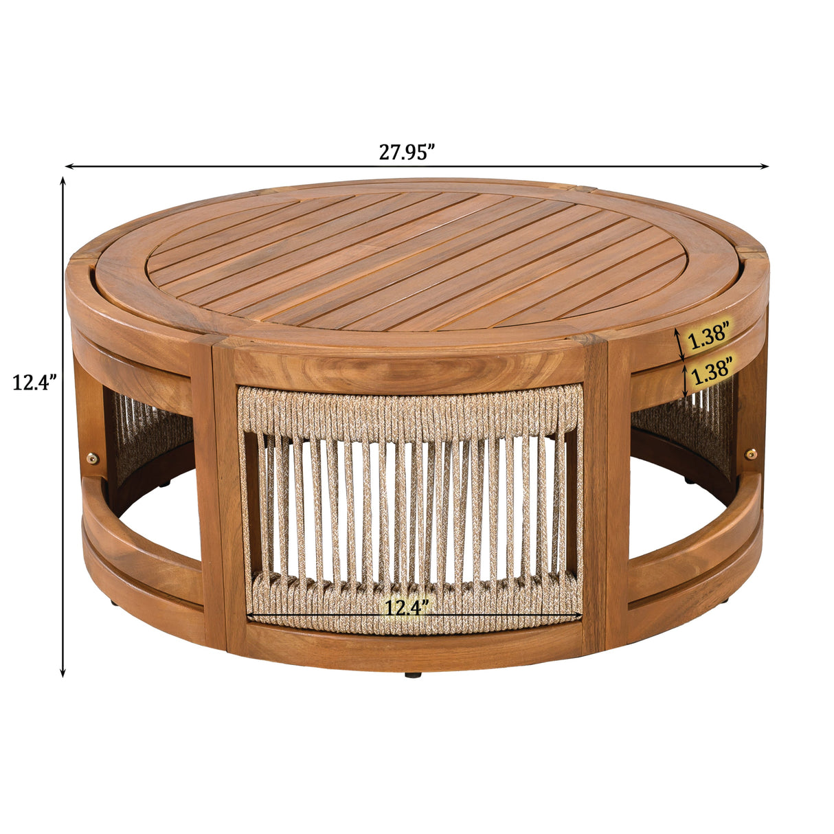 4-Piece Patio Seating Group with Acacia Wood and Woven Rope Accents