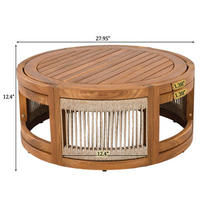 4-Piece Patio Seating Group with Acacia Wood and Woven Rope Accents