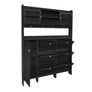On Trend Multifunctional Tipping Bucket Shoe Cabinet With Storage Shelf & 6 Flip Drawers