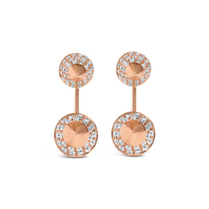 14K Rose Gold 1.00 Cttw Diamond Double Cone Jacket Stud Earring (G-H Color, SI1-SI2 Clarity)