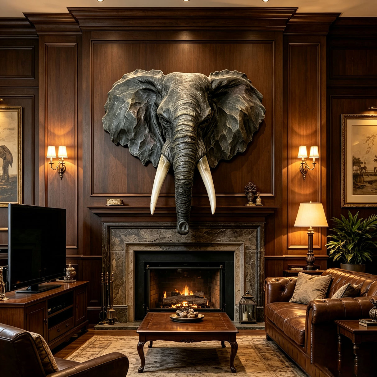 15.75" Wide Realistic Elephant Head Wall Sculpture