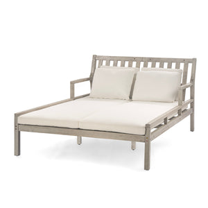 Outdoor Daybed With Four Pillows (Gray+Beige Cushion)