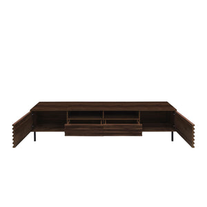 Walnut TV Stand for TVs Up to 85" with Closed Storage and Soft Closing Hinges