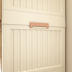 Portable Wardrobe Closet Storage Organizer With 9 Magnetic Doors - Cream White