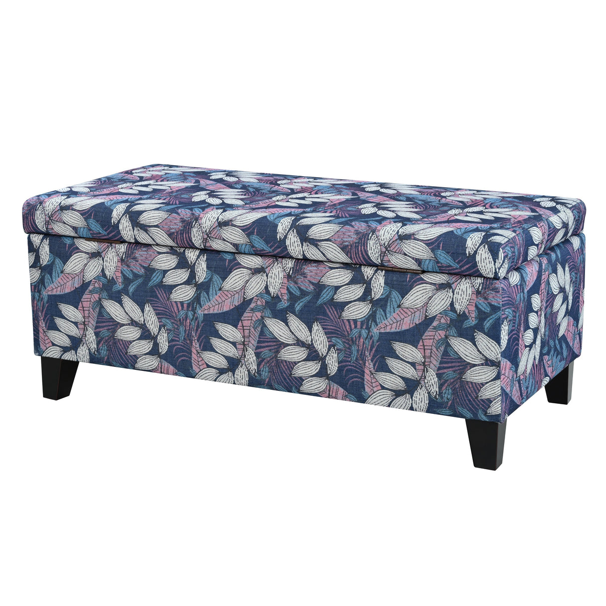 Luxury Storage Ottoman with Floral Patterned Fabric