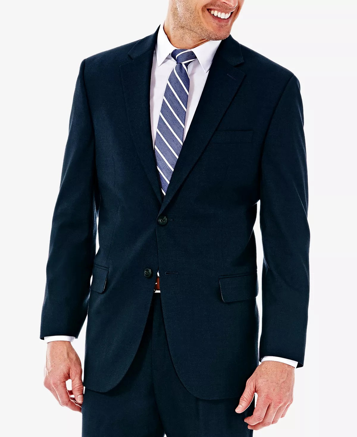 Haggar Men's Classic Regular Fit Stretch Sharkskin Suit Jacket Blue Size 46