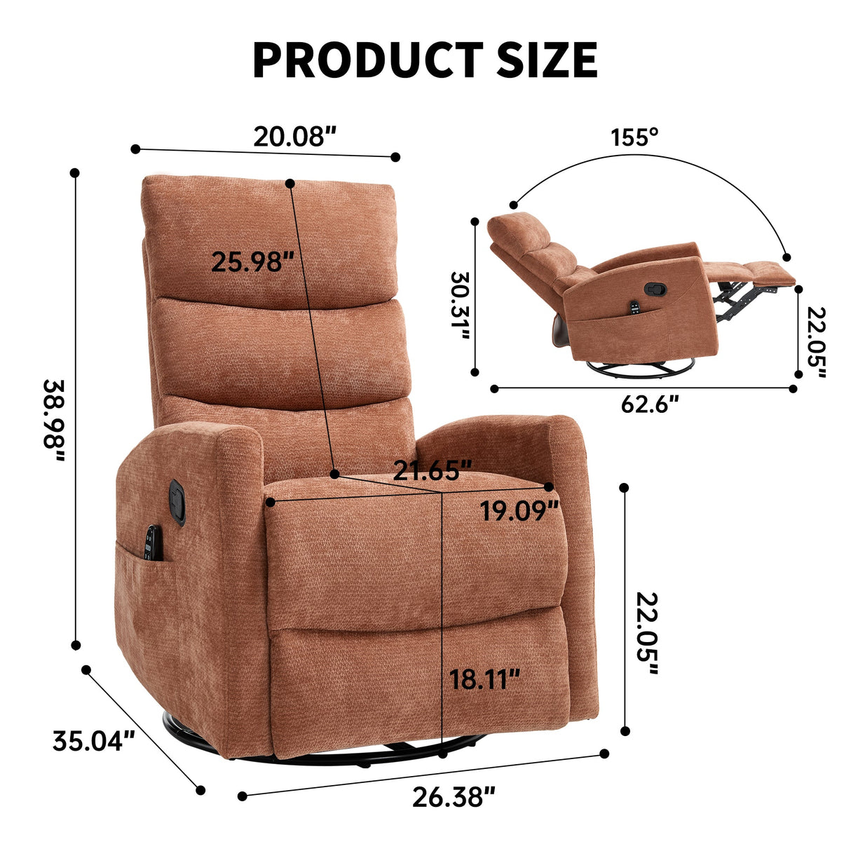 Heat Massage Manual Recliner Chair