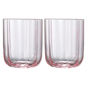 Flower Lowball Glassware, Pink, Set of 2