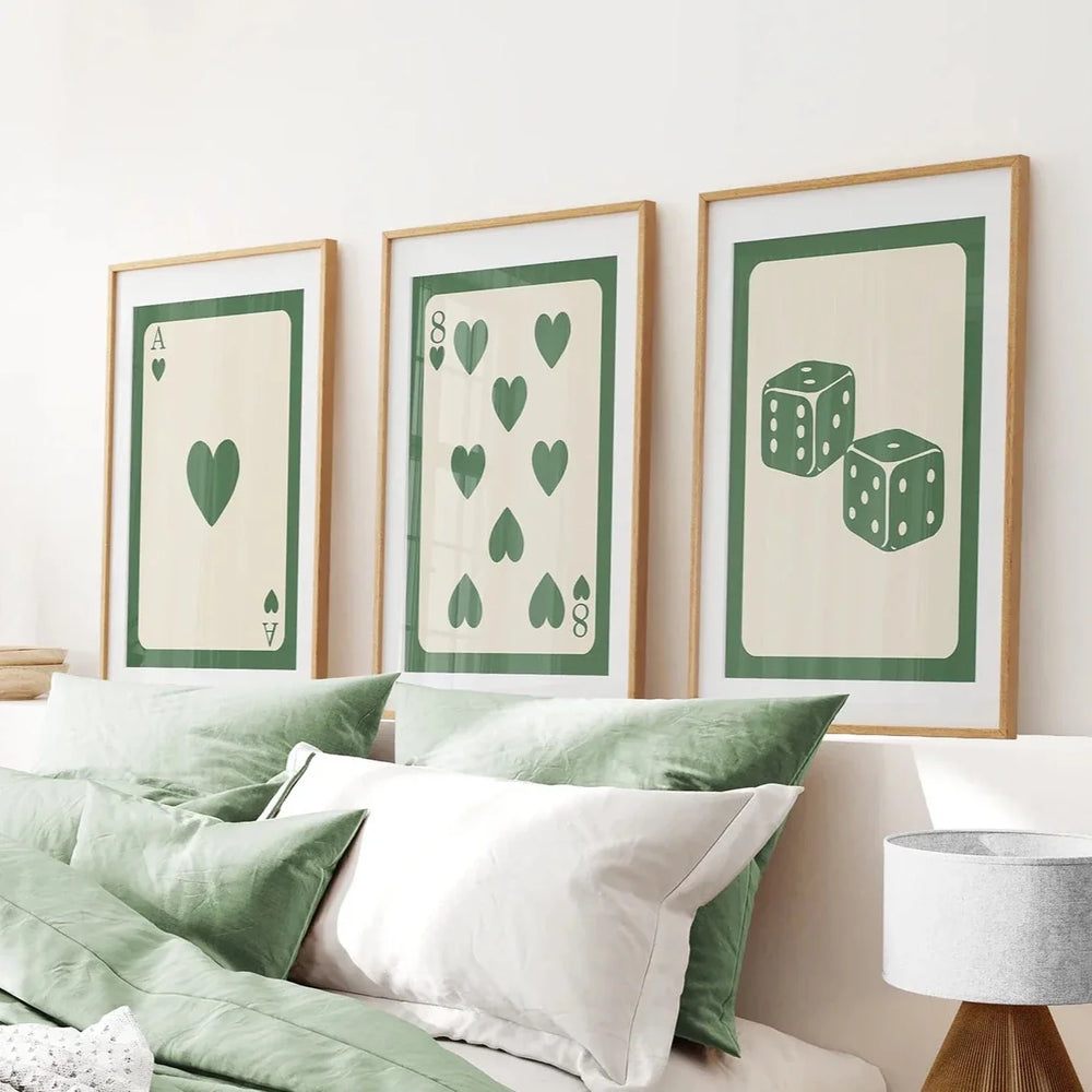 Set of 3 Piece Vintage Green Beige Cards