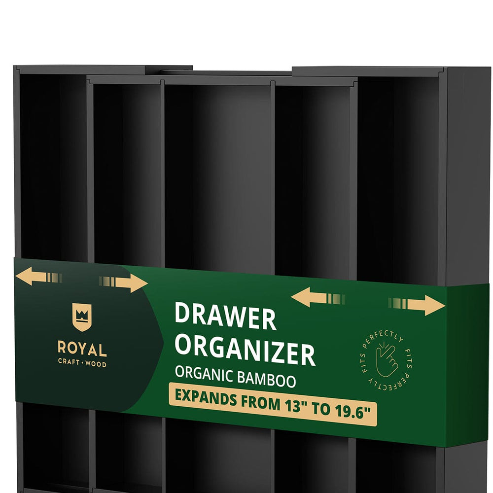 Utensil Drawer Organizer, Black (5 Slots)