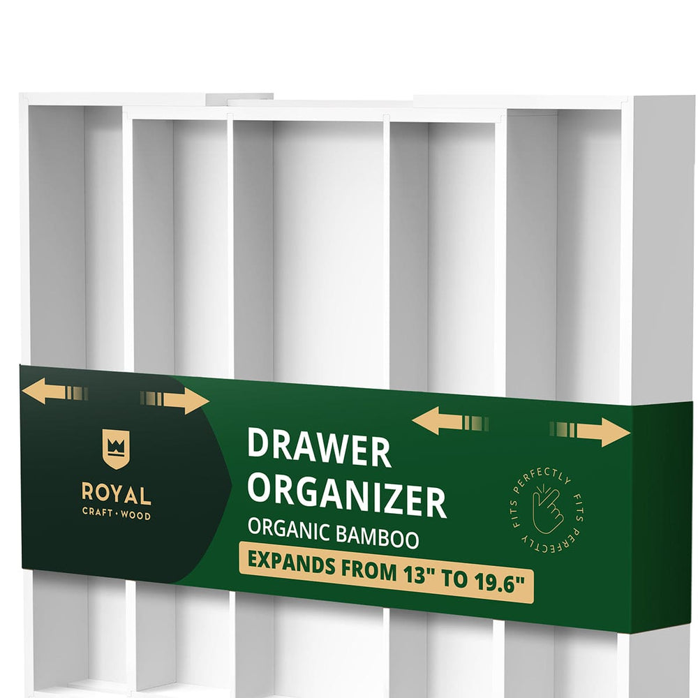 Utensil Drawer Organizer, White (5 Slots)