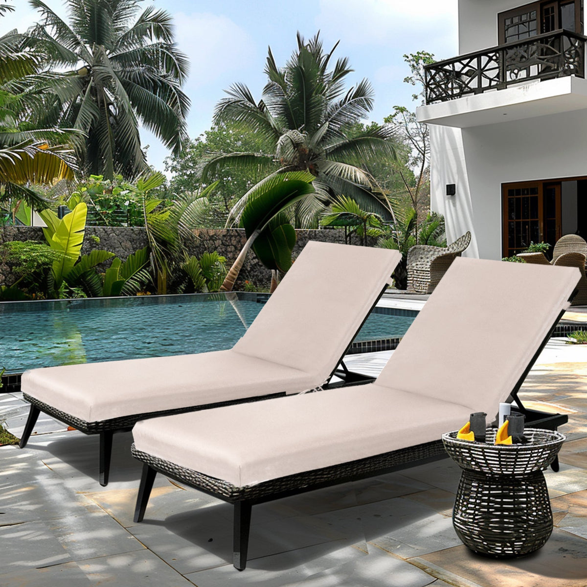 2PCS Set Outdoor Lounge Chair Cushion Replacement