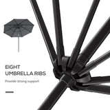 9ft 3 tiers patio umbrella outdoor market umbrella with crank, push button tilt for deck, backyard and lawn, dark gray
