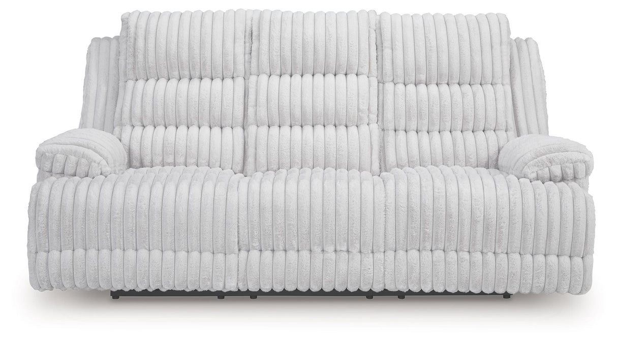 Rhines Falls - Reclining Power Sofa With Drop Down Table - Alloy