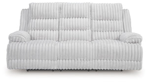 Rhines Falls - Reclining Power Sofa With Drop Down Table - Alloy