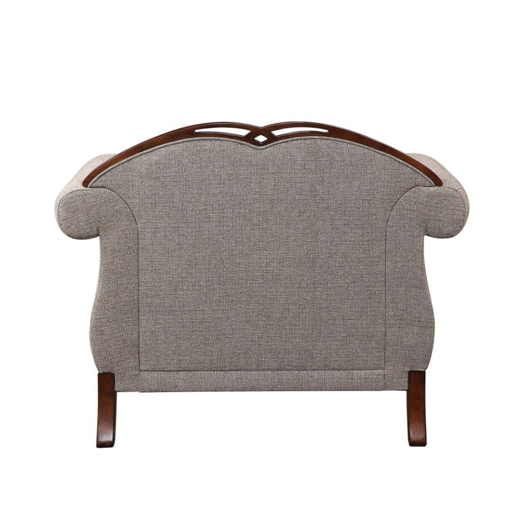 Miyeon - Chair With Pillow - Fabric & Cherry
