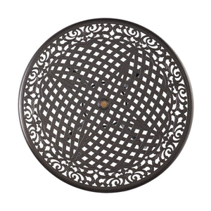 Tranquilius - Outdoor Round Dining Table With Lattice Tabletop, Umbrella Hole And Curved Legs