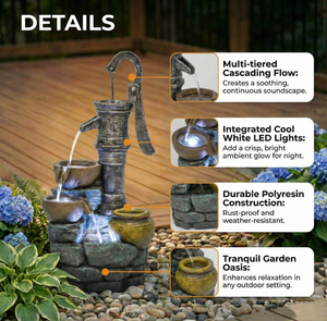 32'' Large Outdoor Fountain with Vintage Pump