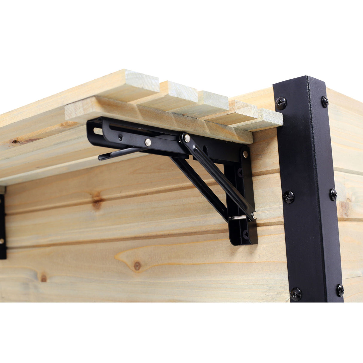 Raised Garden Bed With Metal Legs And Folding Storage Shelf