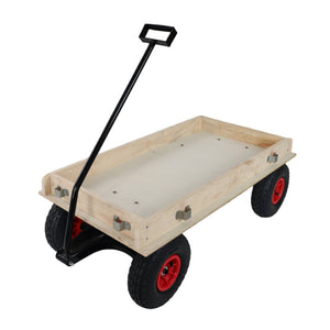 Children's and Garden Wooden Carriage with All-Terrain Inflatable Wheels