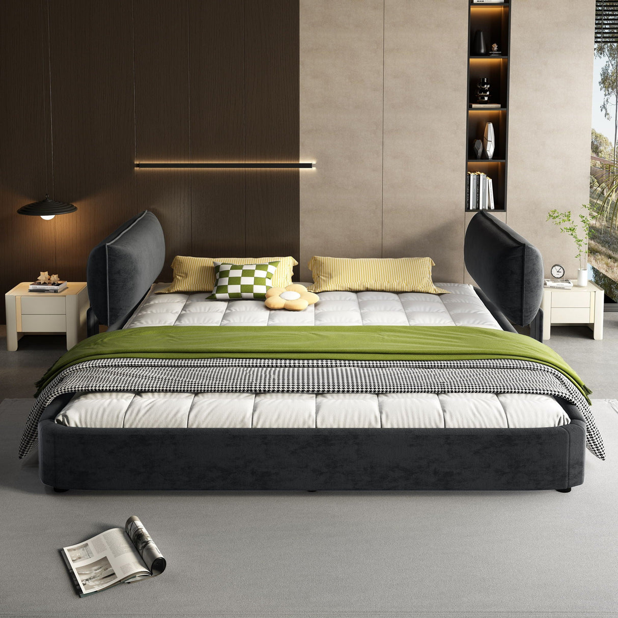 Cloud Bed Frame With Oversized Padded Movable Headboard