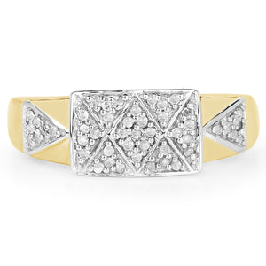 14K Yellow Gold Plated 0.21 Carat Genuine White Diamond .925 Sterling Silver Ring
