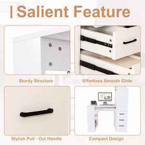 White Computer Desk with 4-in-1 Socket and Storage Options