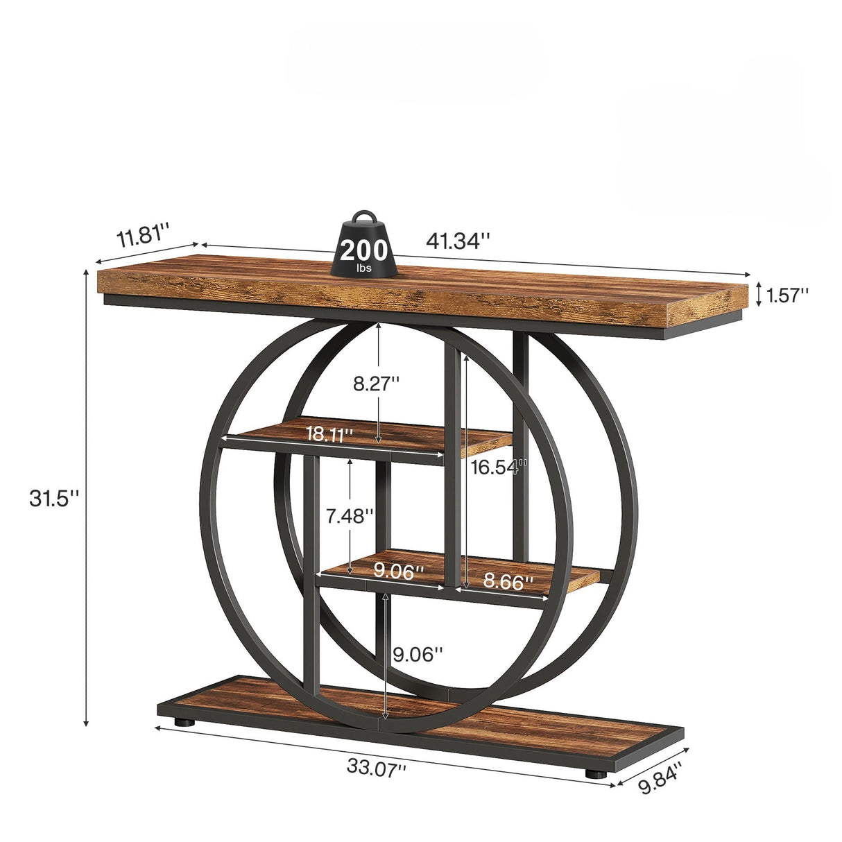 Console Table With 4-Tier Design For Living Hallway