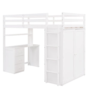 Loft Bed With Drawers, Desk, And Wardrobe