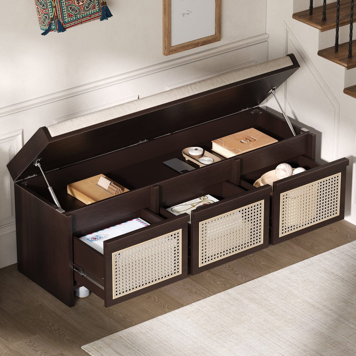TREXM 48" Entryway Shoe Bench