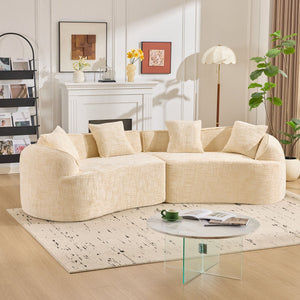 Curved Compressed Sofa, Nordic-Style Design For Living Room